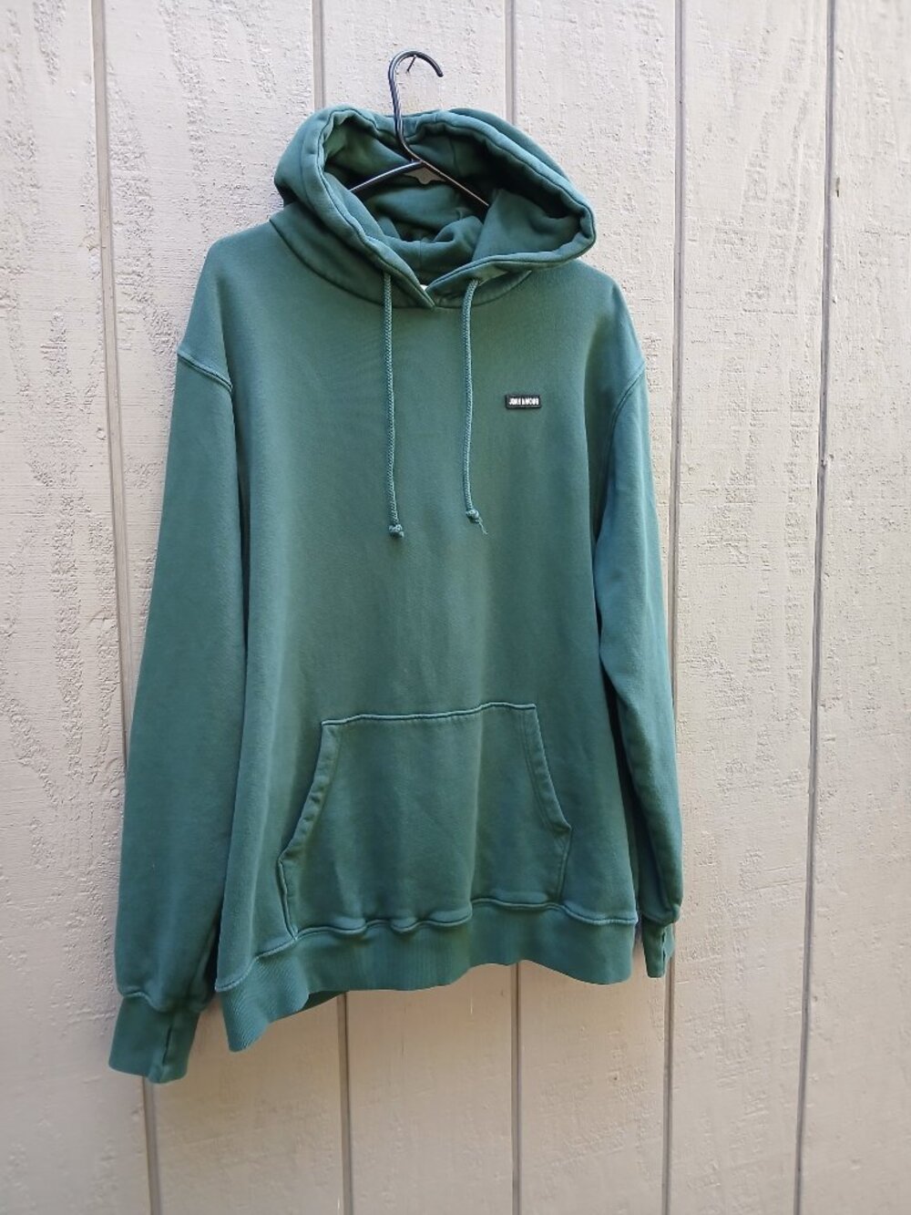 Joah Brown Pine Green Pullover Hoodie M/L Patch 100% Cotton Thumbholes Made USA